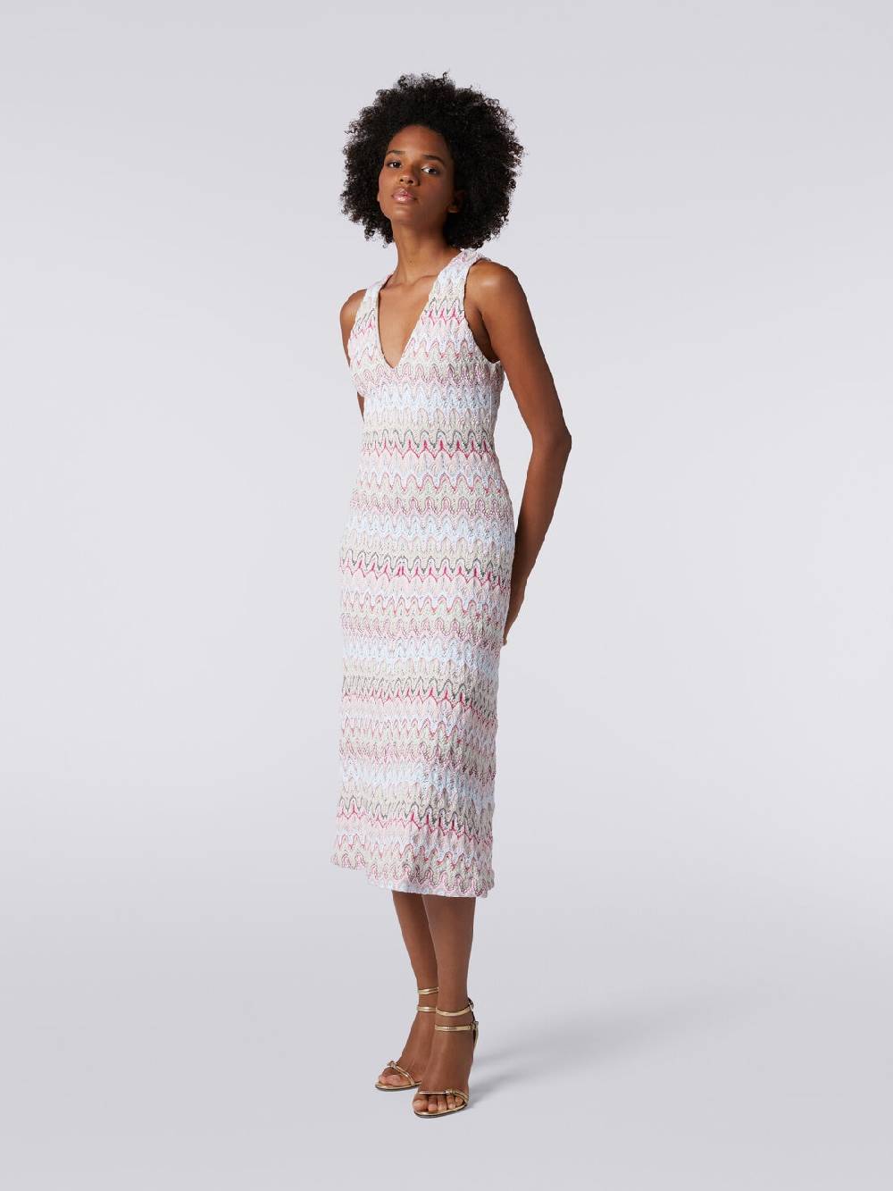 Missoni Abito con scollatura a V in misto viscosa motivo a onde Spedizione Gratuita