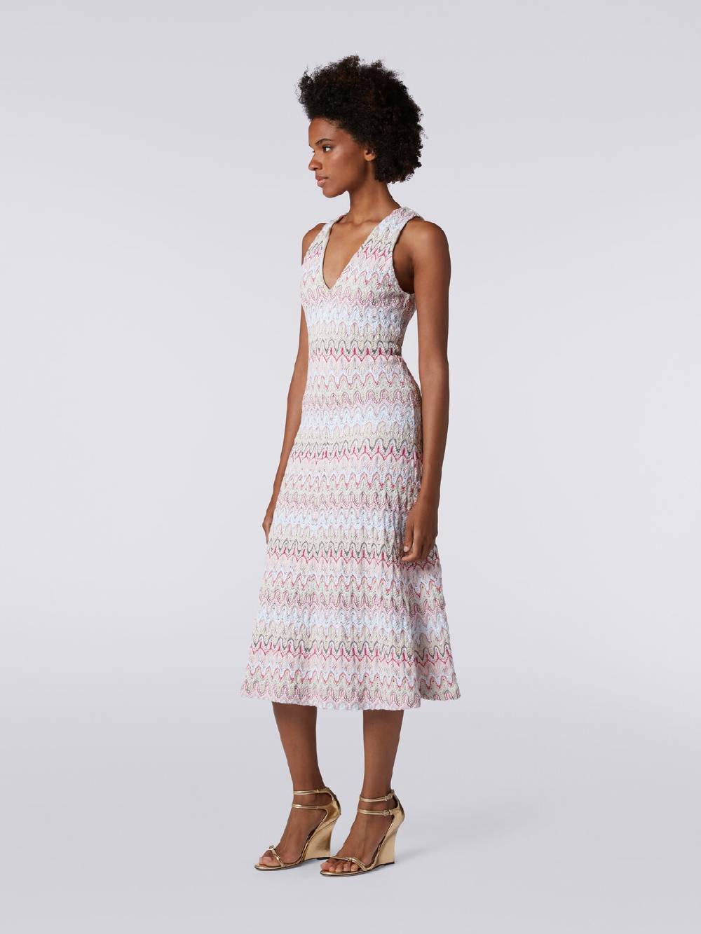 Missoni Abito con scollatura a V in misto viscosa motivo a onde Spedizione Gratuita