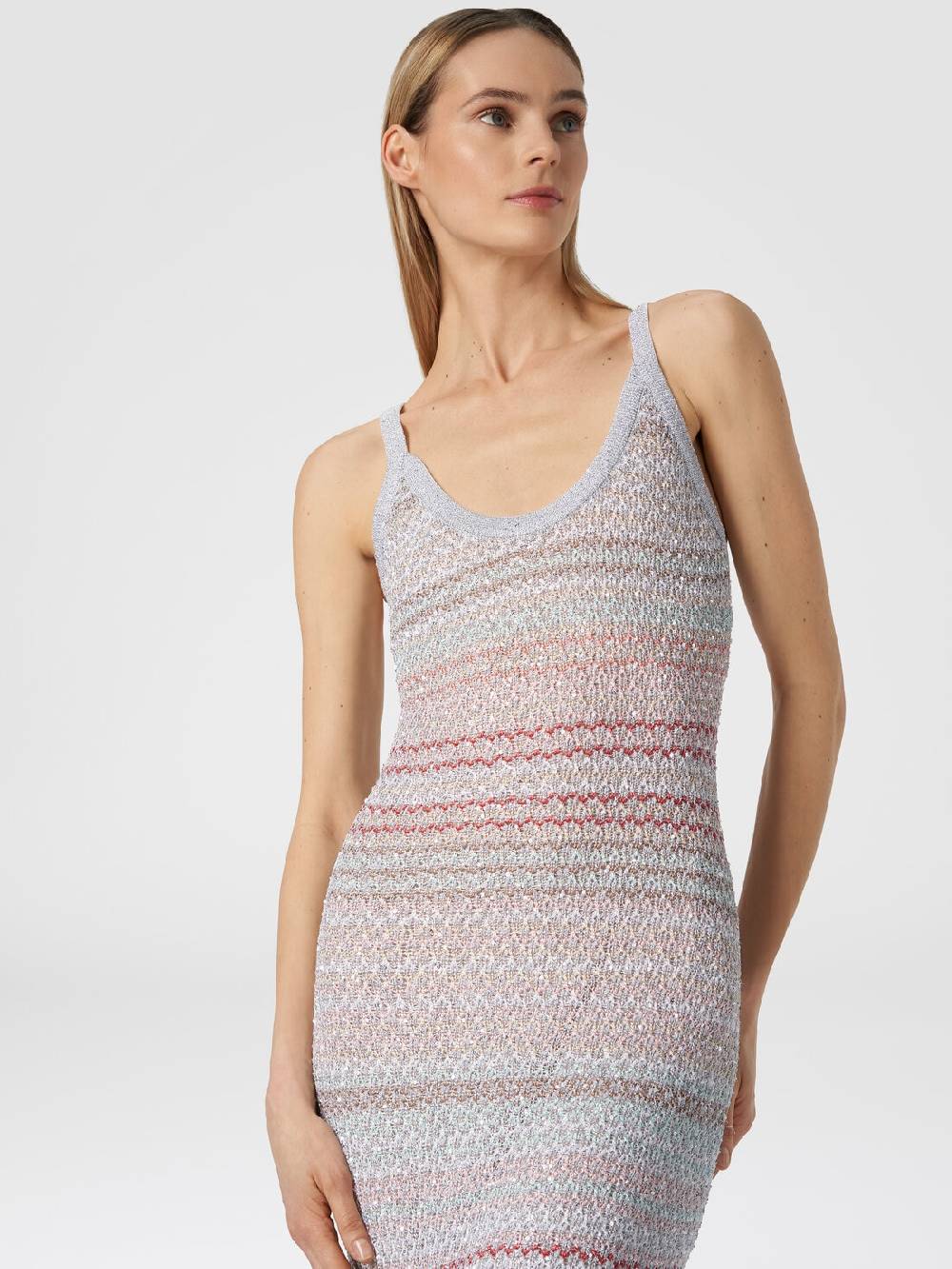 Missoni Abito lungo in maglia zig zag con trama effetto uncinetto Pezzi Unici