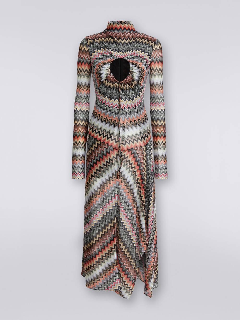 Missoni Abito lungo in cotone e viscosa zig zag con dettaglio cut-out e spacco Soddisfazione Garantita