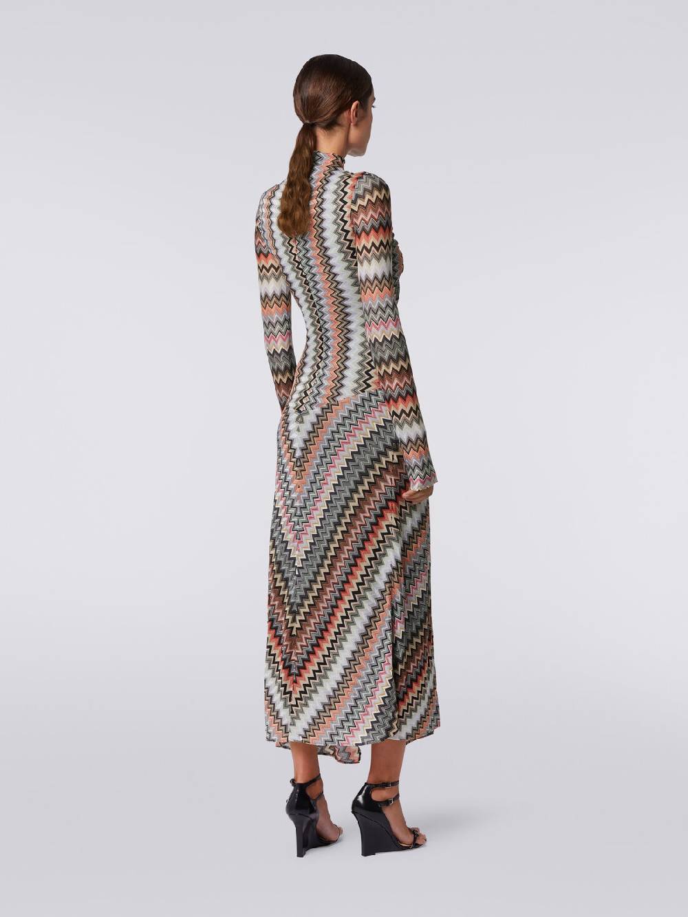 Missoni Abito lungo in cotone e viscosa zig zag con dettaglio cut-out e spacco Soddisfazione Garantita