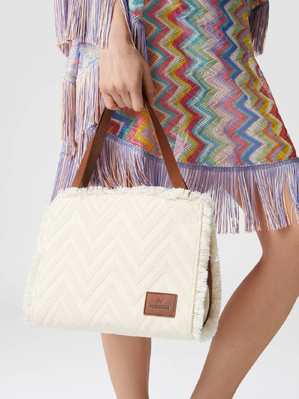 Missoni Tote bag in misto cotone chevron Fino al 50% di sconto