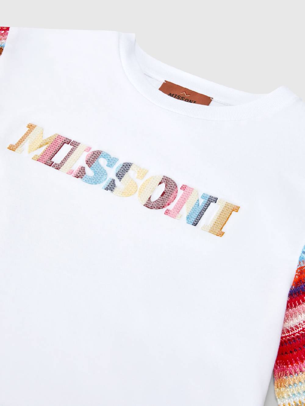 Missoni T-shirt in cotone con inserti a contrasto e scritta logo Solo un giorno rimasto