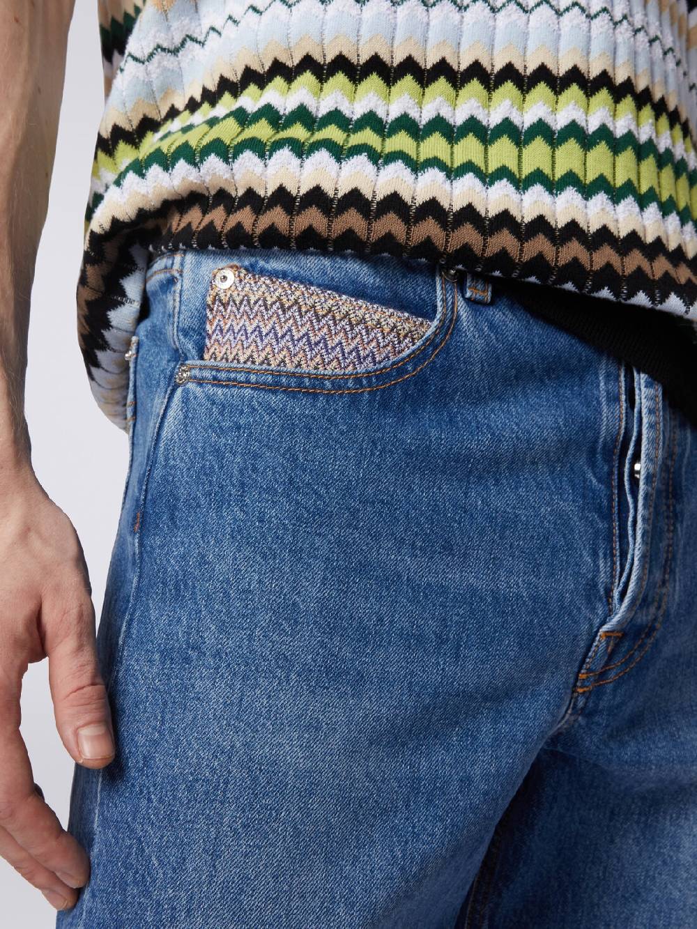 Missoni Cinque tasche in denim con inserto zig zag Limitato a 3 giorni