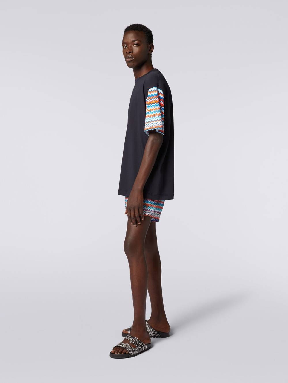 Missoni T-shirt oversize in cotone con inserti zig zag Esporta salva