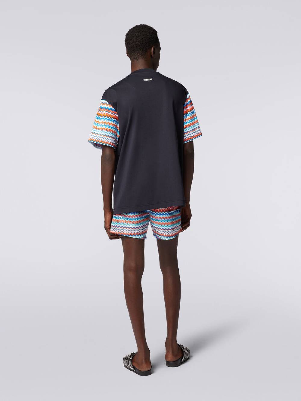Missoni T-shirt oversize in cotone con inserti zig zag Esporta salva