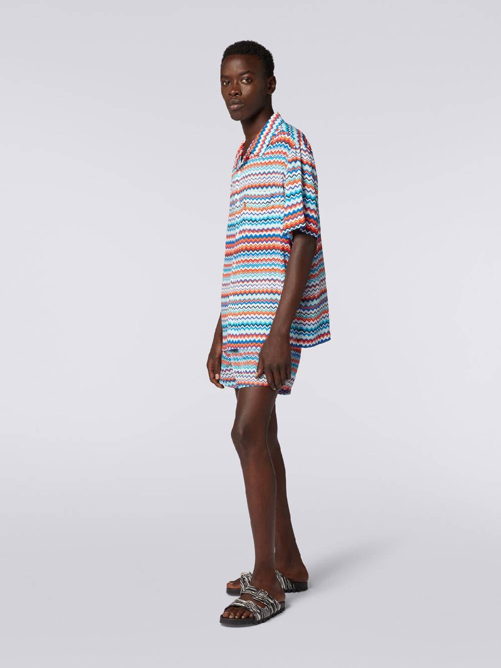 Missoni Camicia a maniche corte modello bowling in viscosa zig zag In vendita