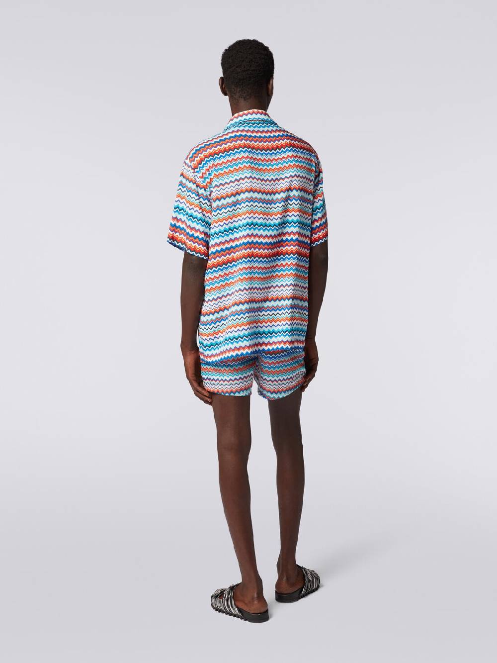 Missoni Camicia a maniche corte modello bowling in viscosa zig zag In vendita