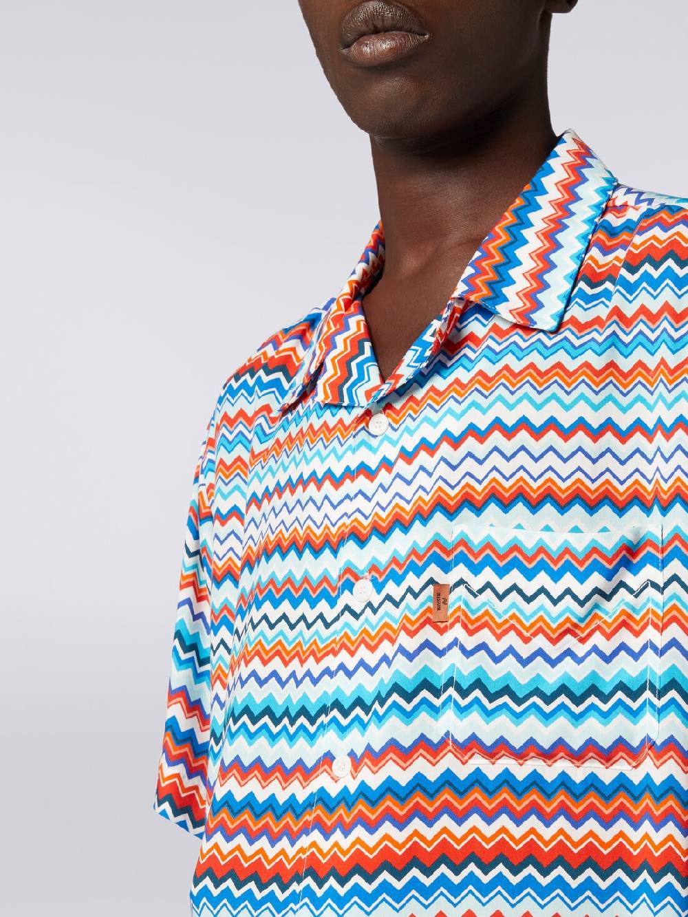 Missoni Camicia a maniche corte modello bowling in viscosa zig zag In vendita