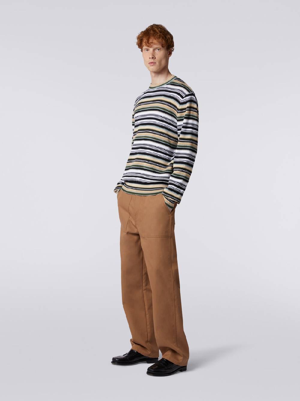 Missoni Pullover girocollo in cotone a righe Sconti questo mese