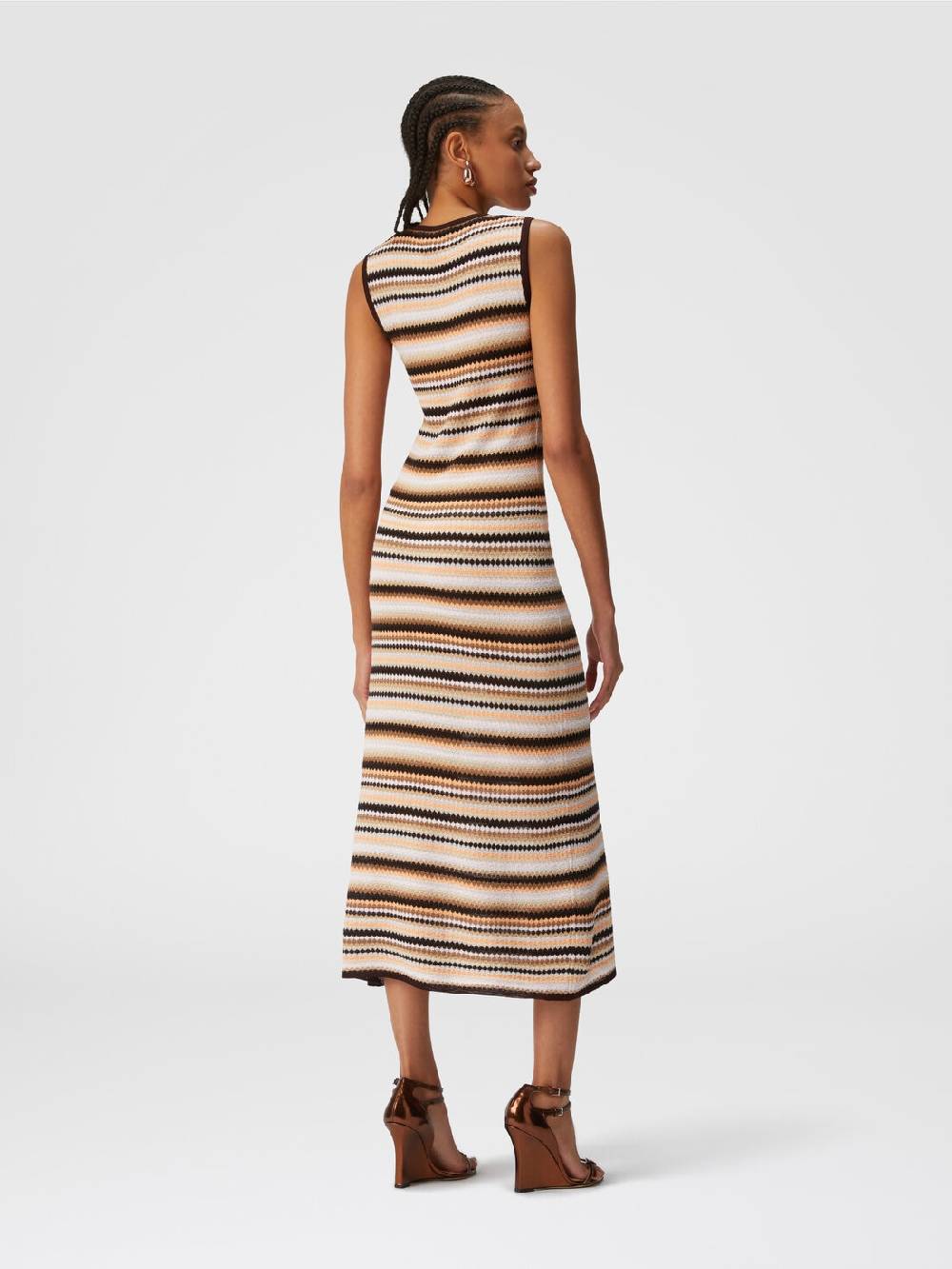 Missoni Abito midi senza maniche in lana e viscosa a righe Italia