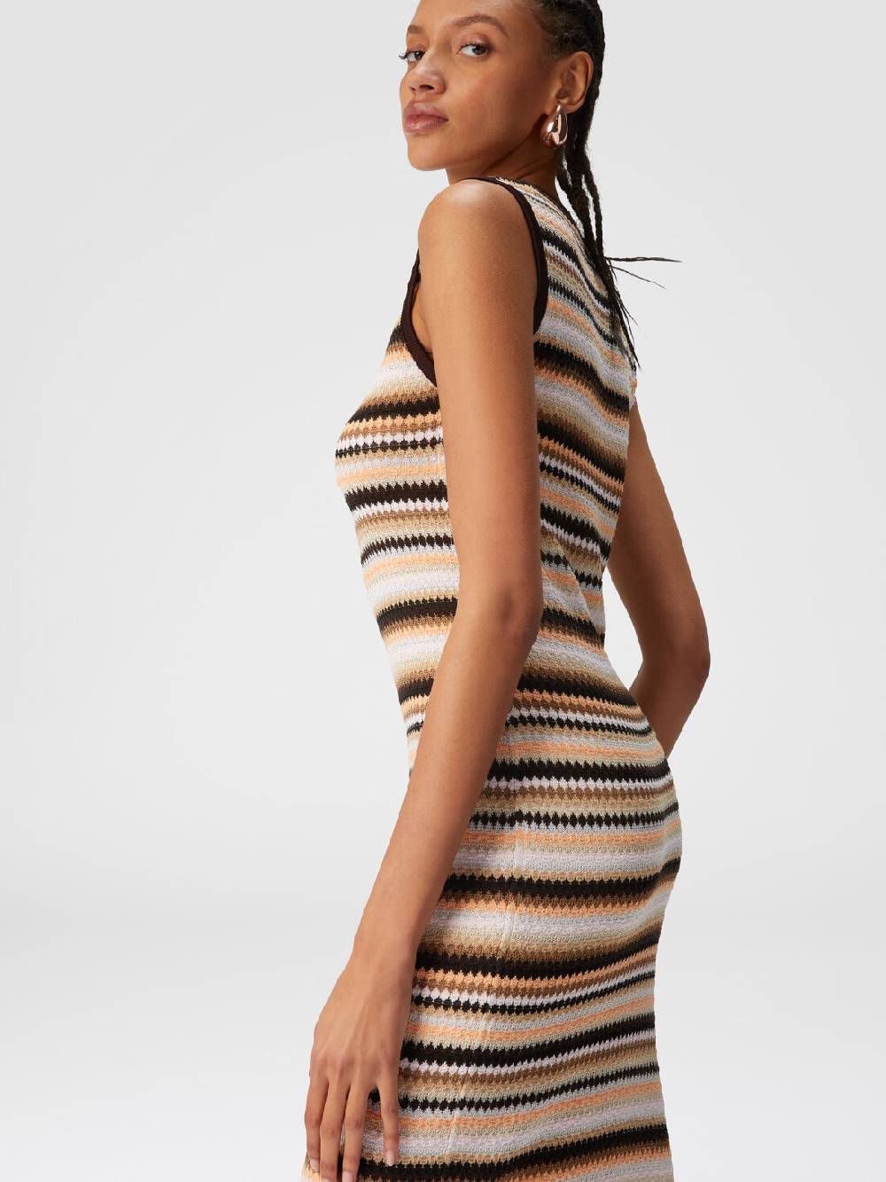 Missoni Abito midi senza maniche in lana e viscosa a righe Italia