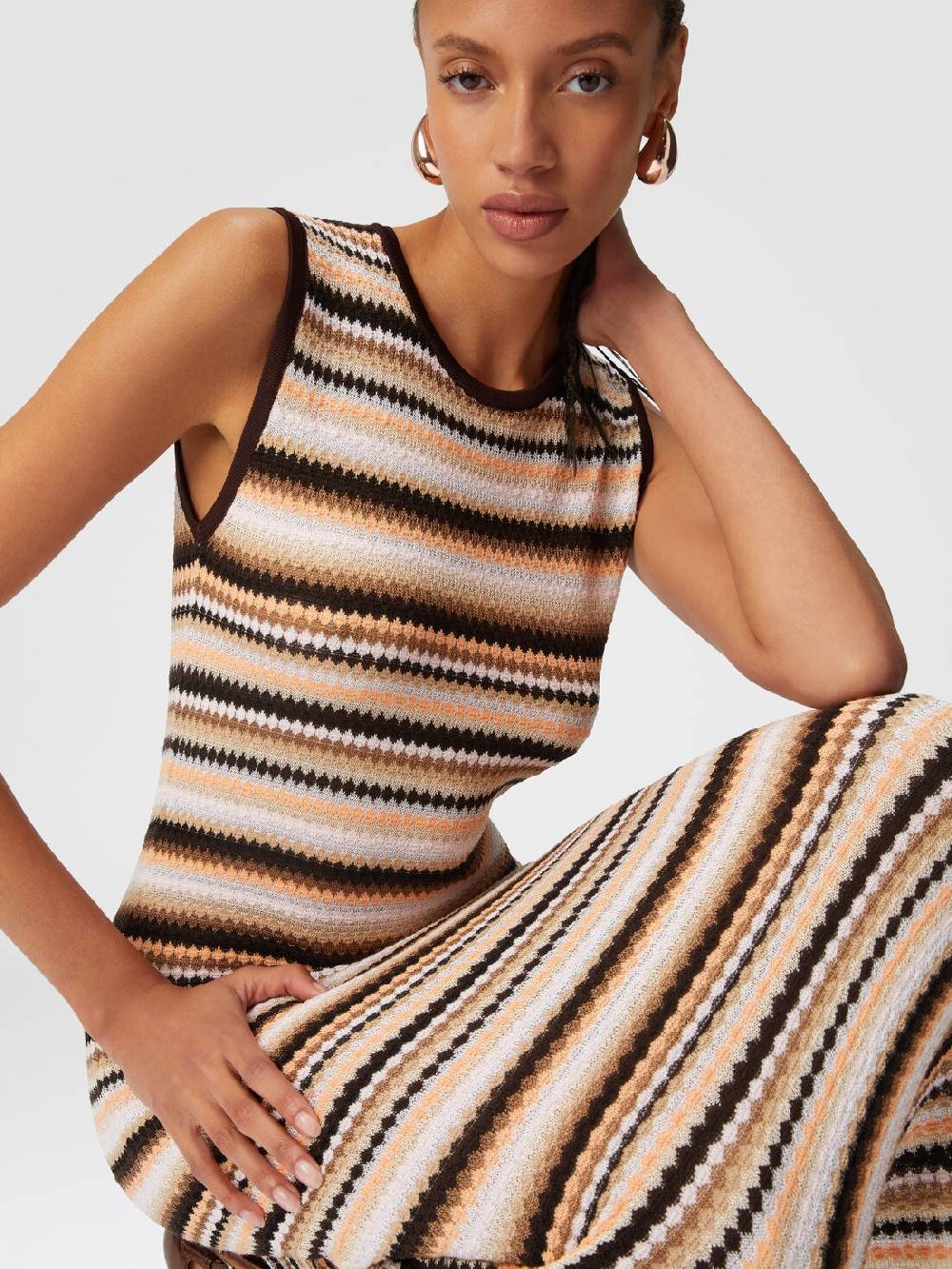 Missoni Abito midi senza maniche in lana e viscosa a righe Italia
