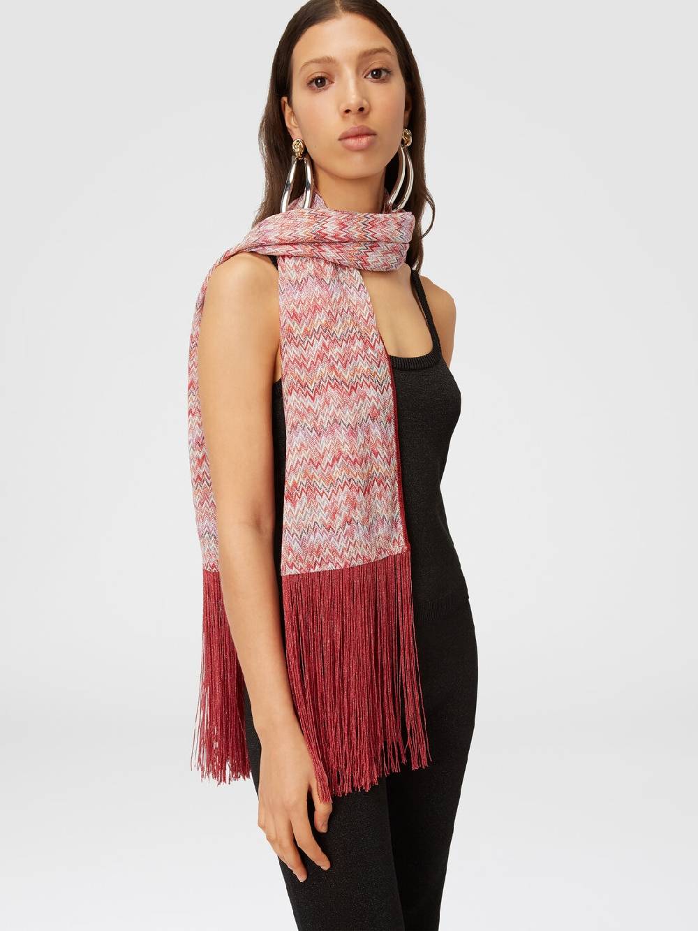 Missoni Stola in viscosa lamé chevron con frange Promozione
