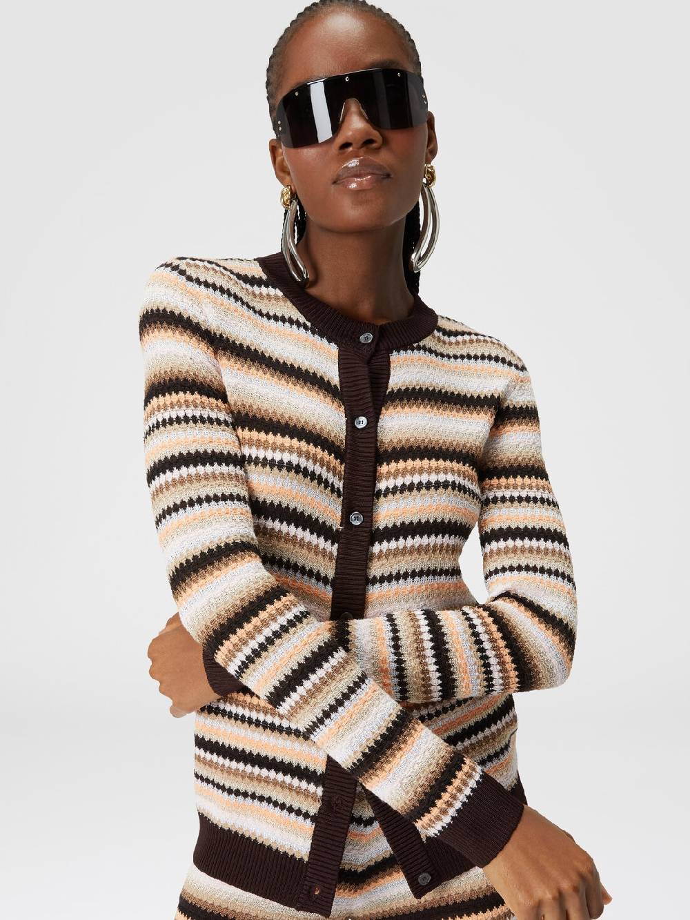 Missoni Cardigan in cotone e viscosa a righe con profili a contrasto Acquista Ora