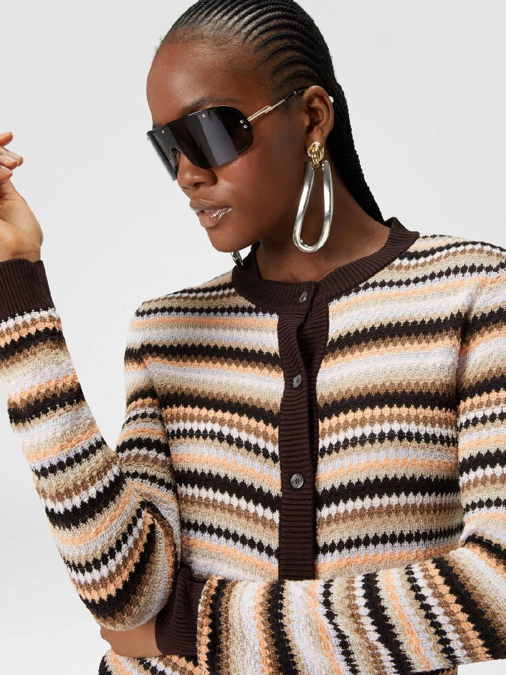 Missoni Cardigan in cotone e viscosa a righe con profili a contrasto Acquista Ora