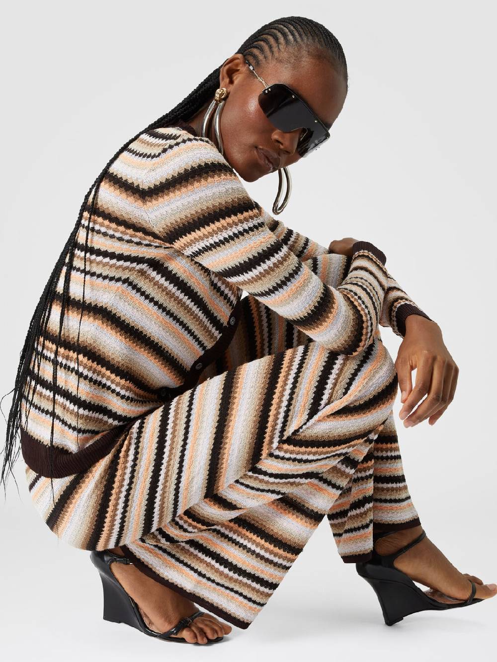 Missoni Pantaloni dritti in maglia rigata di cotone e viscosa Consegna Veloce