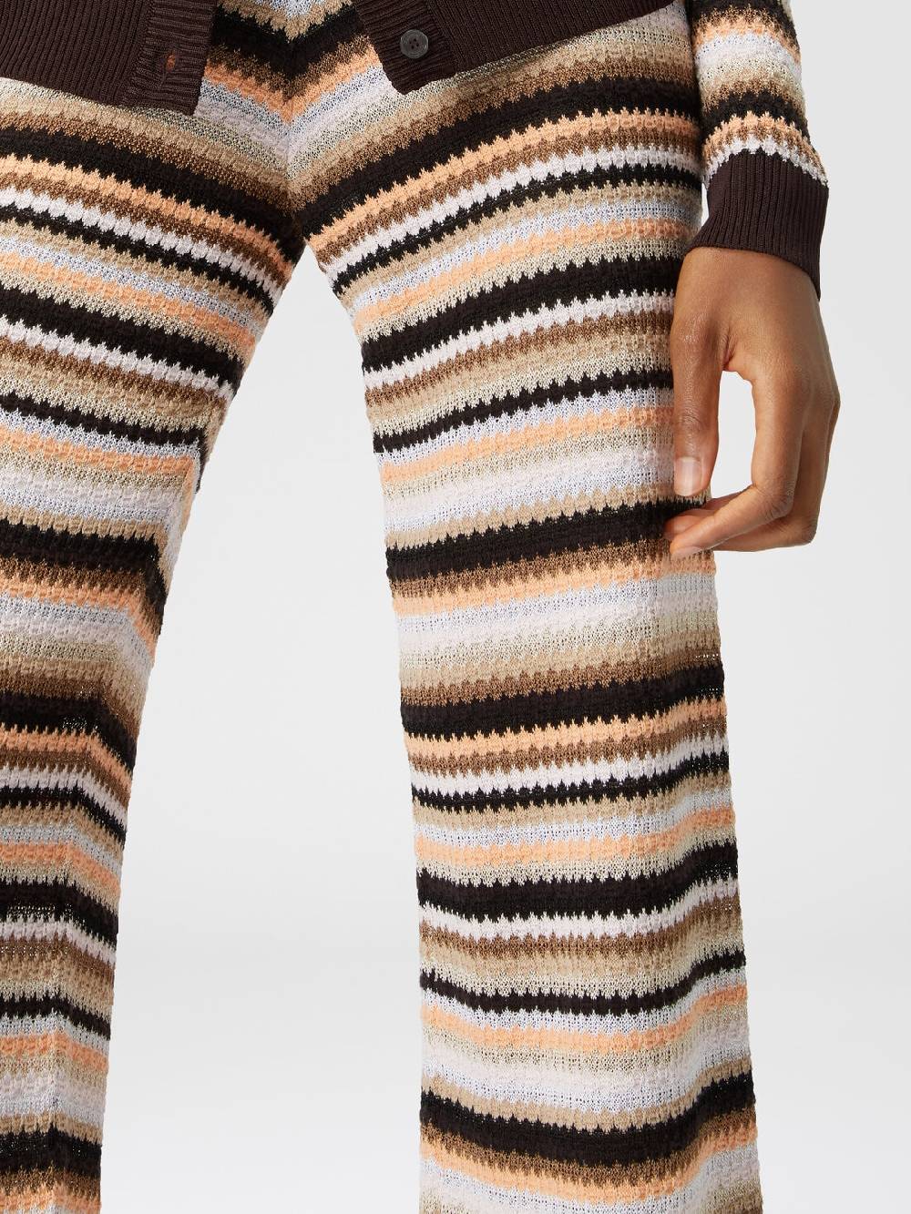 Missoni Pantaloni dritti in maglia rigata di cotone e viscosa Consegna Veloce