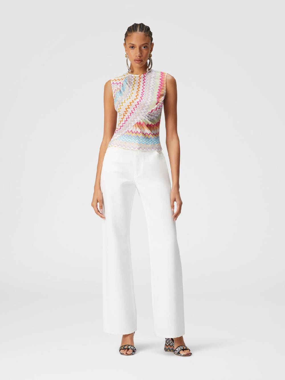 Missoni Top in viscosa zig zag lamé con arricciature Fino Al -60%