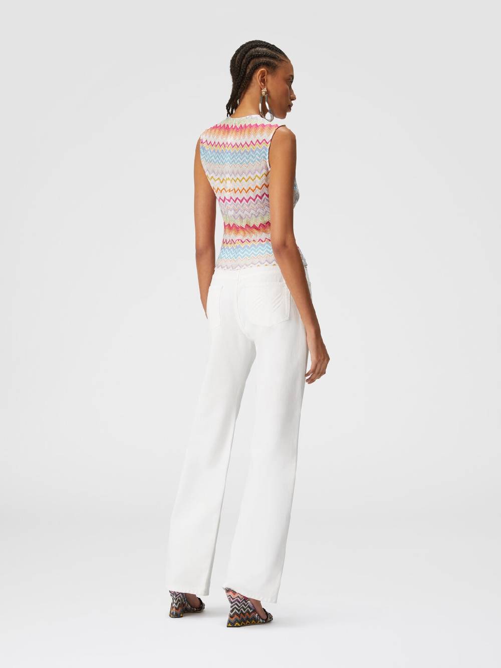 Missoni Top in viscosa zig zag lamé con arricciature Fino Al -60%