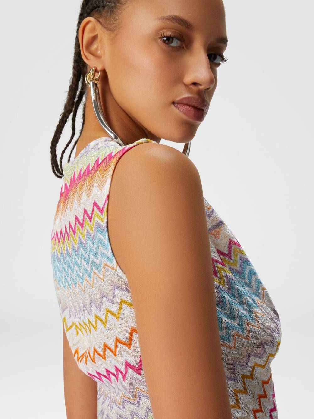Missoni Top in viscosa zig zag lamé con arricciature Fino Al -60%