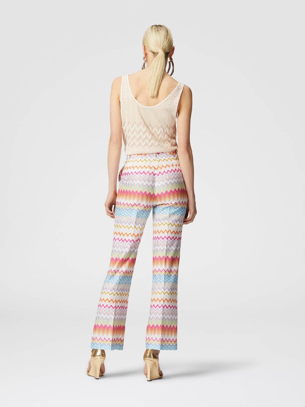Missoni Pantaloni capri in maglia chevron lamé con paillettes Shopping Online