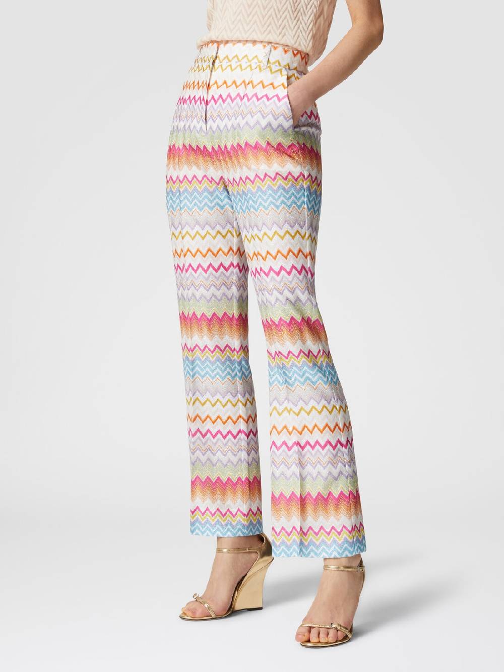Missoni Pantaloni capri in maglia chevron lamé con paillettes Shopping Online