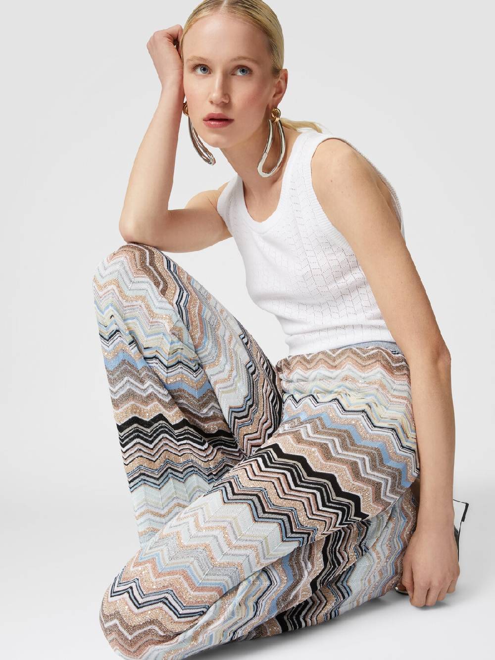 Missoni Pantaloni in maglia chevron lamé con paillettes Convenienza