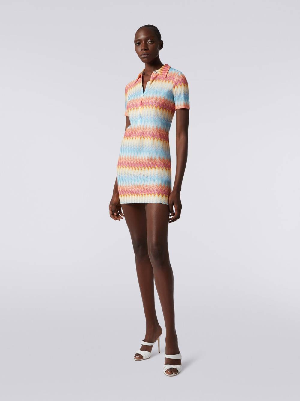 Missoni Mini-abito modello polo in viscosa zig zag Presa