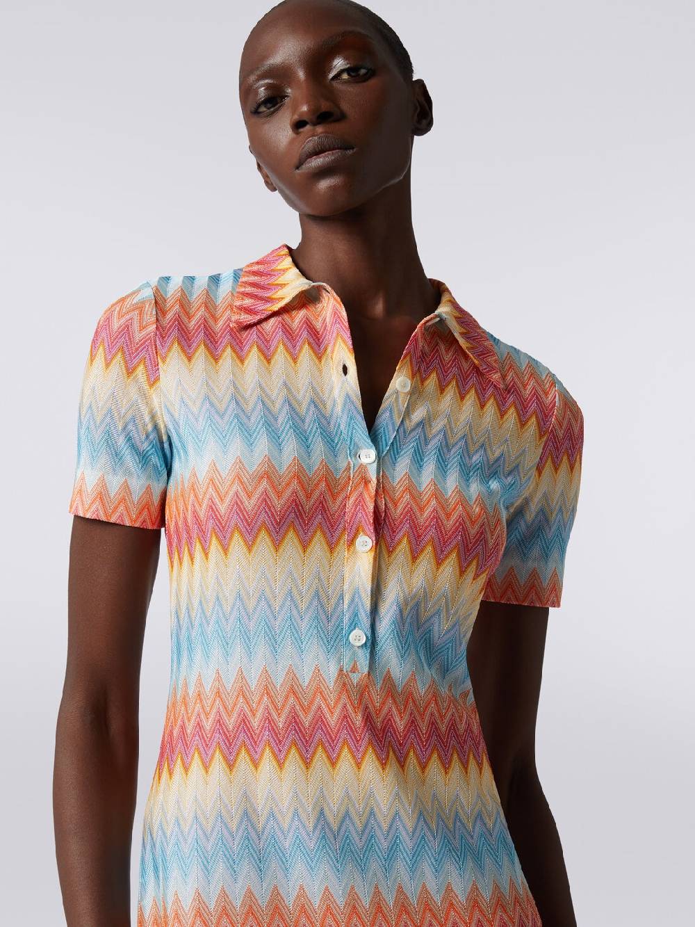 Missoni Mini-abito modello polo in viscosa zig zag Presa