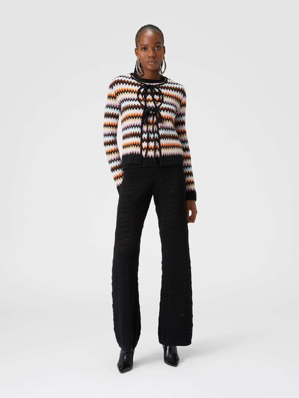 Missoni Cardigan in lana zig zag con profili a contrasto Sconto