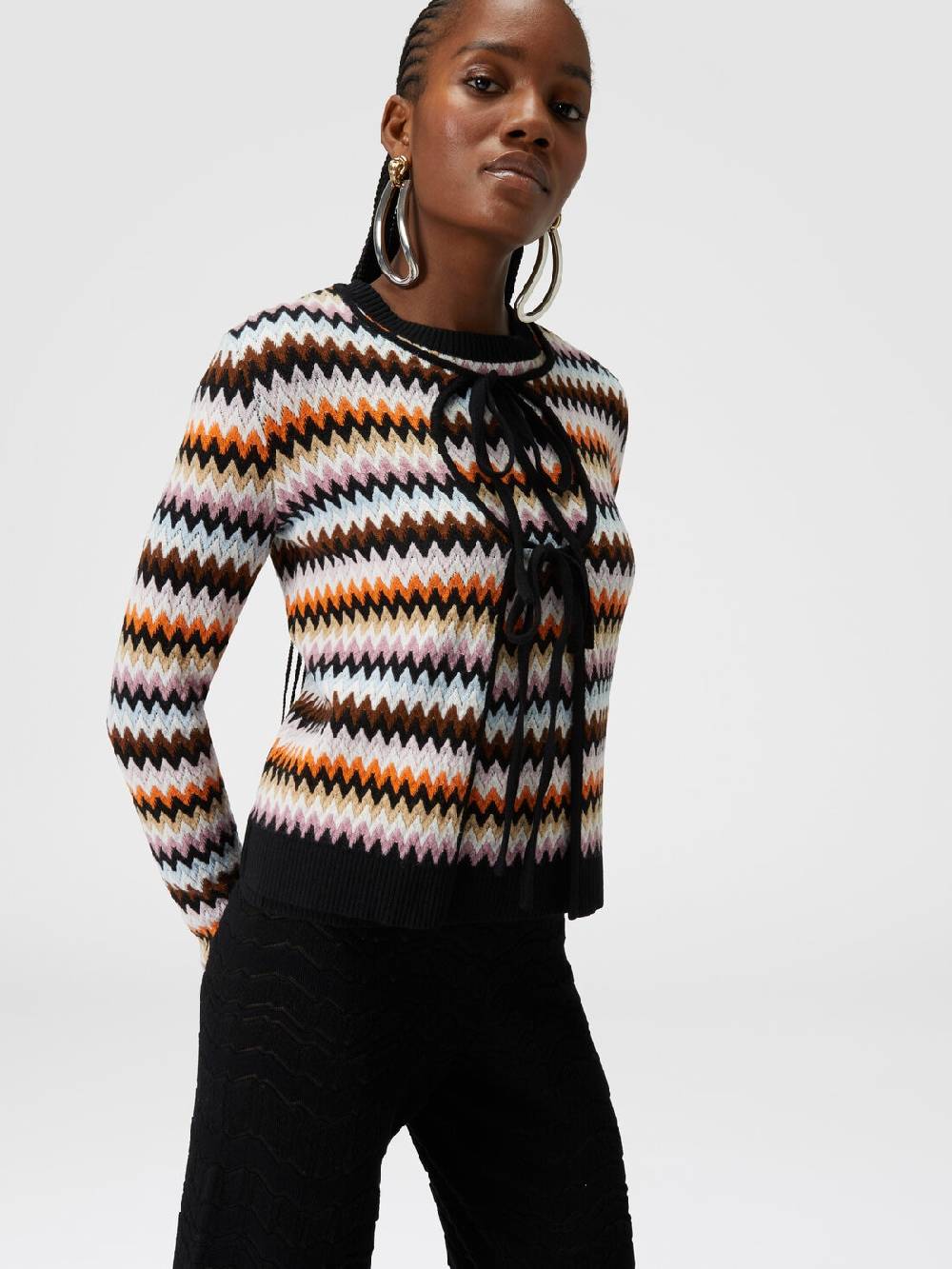 Missoni Cardigan in lana zig zag con profili a contrasto Sconto