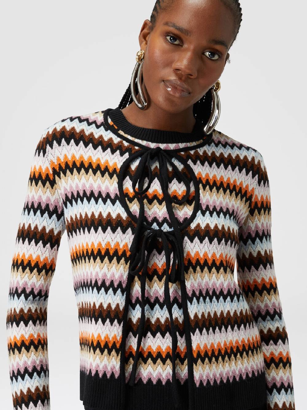 Missoni Cardigan in lana zig zag con profili a contrasto Sconto