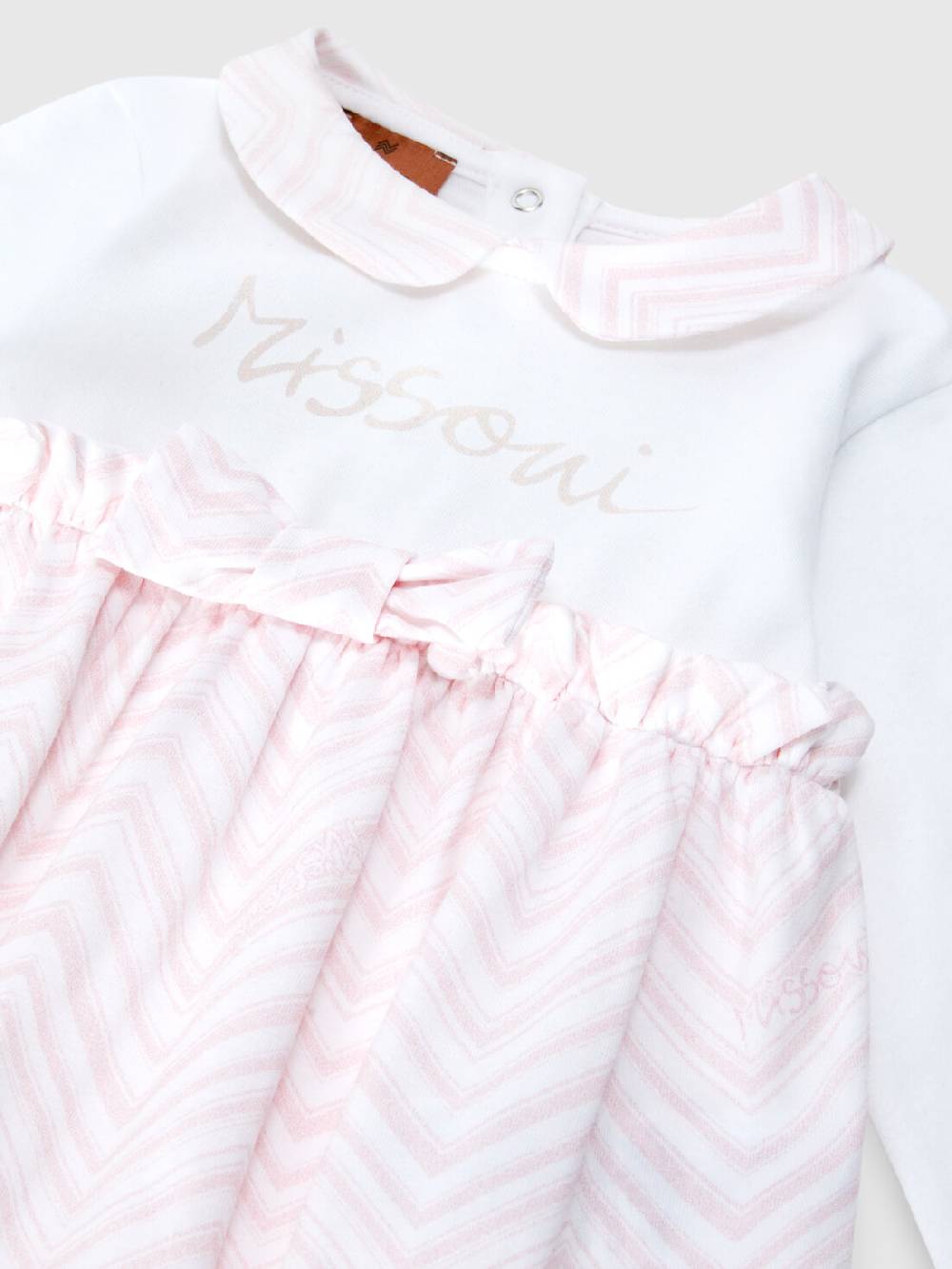 Missoni Set tre pezzi con tutina, zuccotto e bavaglino in cotone con inserti zig zag Offerta
