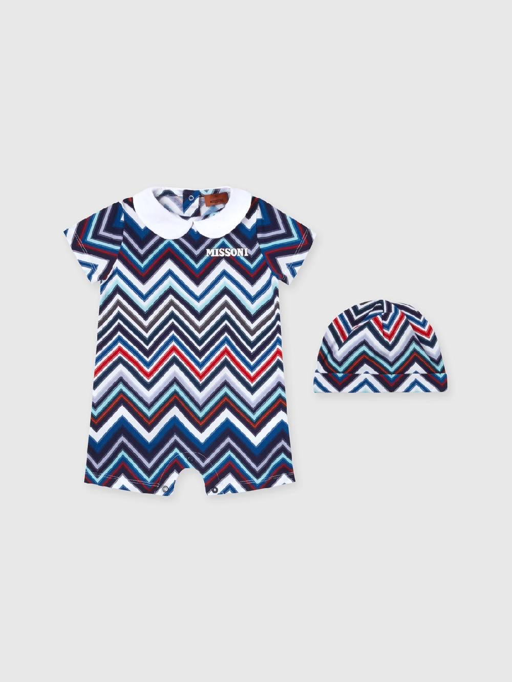 Missoni Set due pezzi con tutina e zuccotto in cotone chevron Saldi