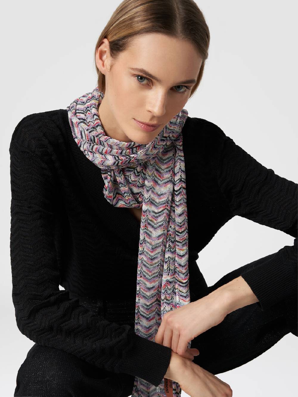 Missoni Sciarpa in viscosa e cotone zig zag Offerta speciale