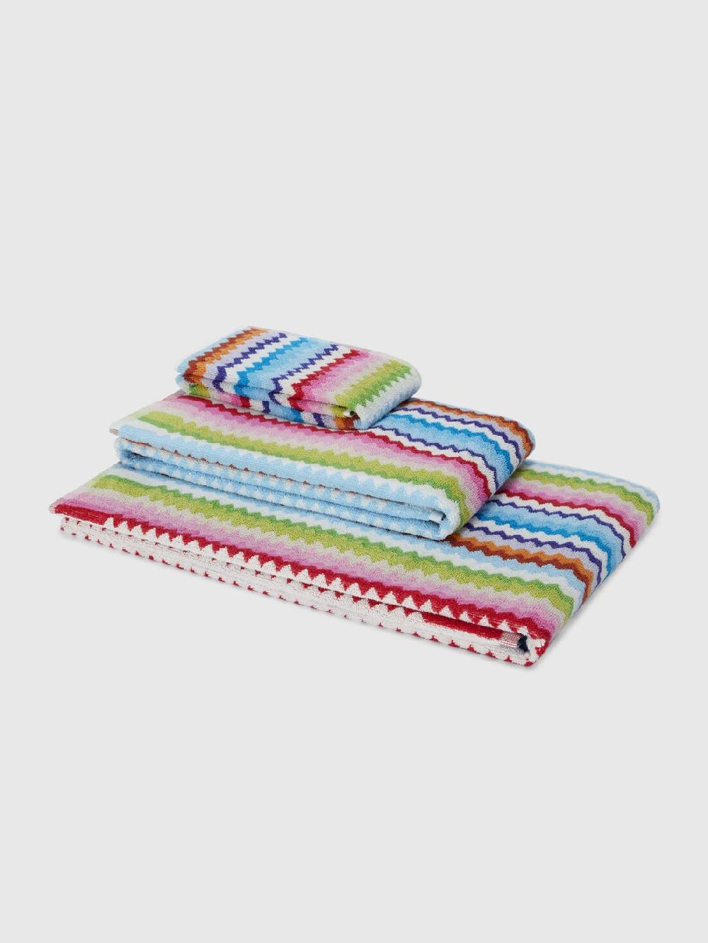 Missoni Set 3 pezzi di asciugamani da bagno Riverbero in spugna di cotone zig zag Offerta per la Festa della Mamma