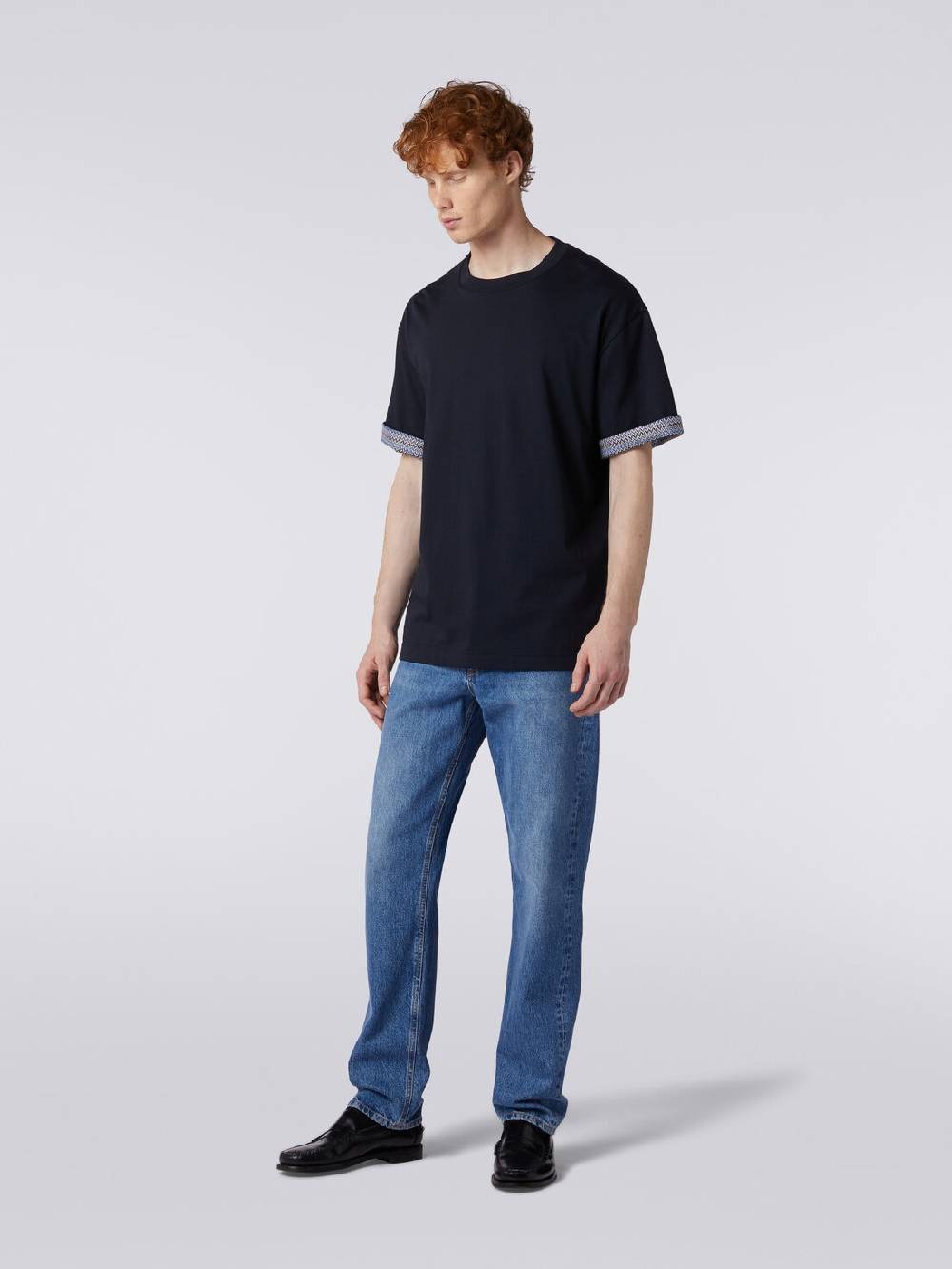 Missoni T-shirt girocollo in cotone con risvolti chevron Enormi risparmi