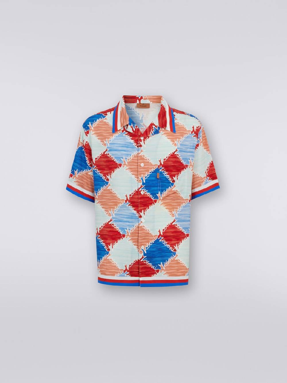 Missoni Camicia a maniche corte in viscosa a losanghe con scritta logo Prezzo basso