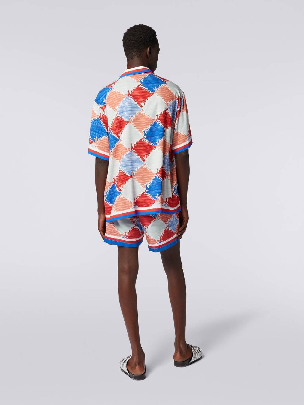 Missoni Camicia a maniche corte in viscosa a losanghe con scritta logo Prezzo basso