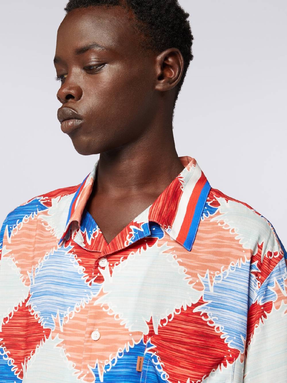 Missoni Camicia a maniche corte in viscosa a losanghe con scritta logo Prezzo basso