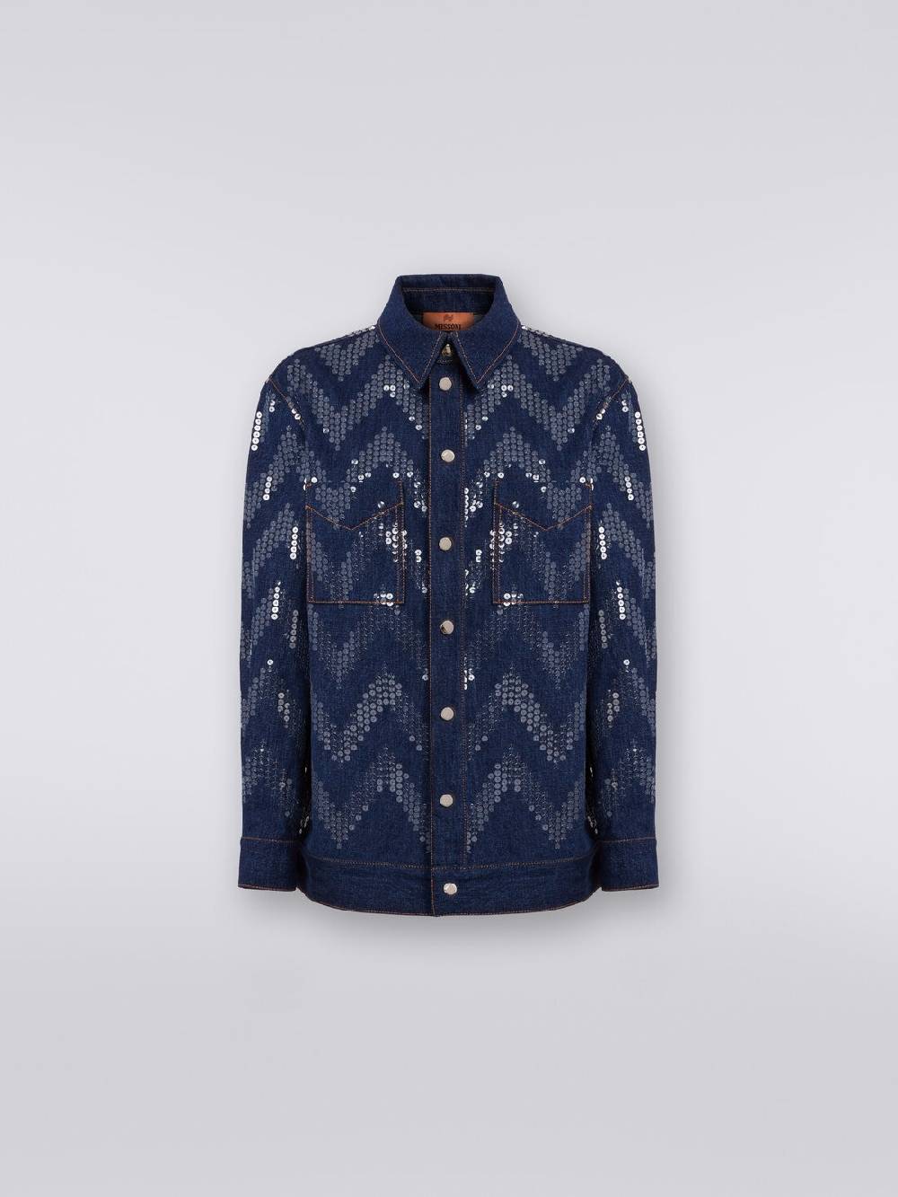Missoni Overshirt in denim con applicazione di paillettes Fino al 60% di sconto