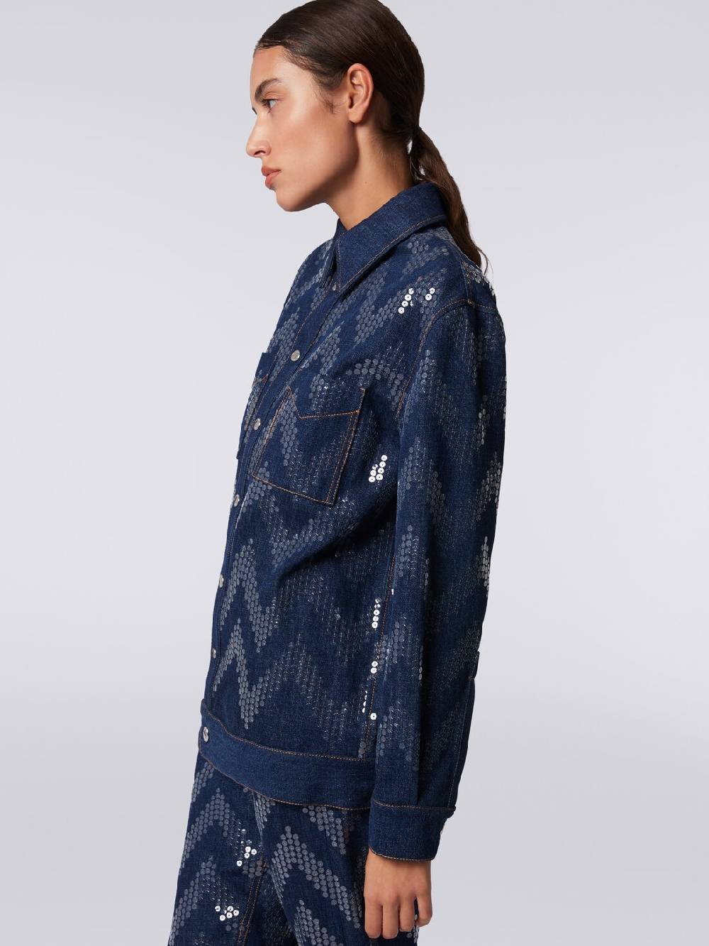 Missoni Overshirt in denim con applicazione di paillettes Fino al 60% di sconto