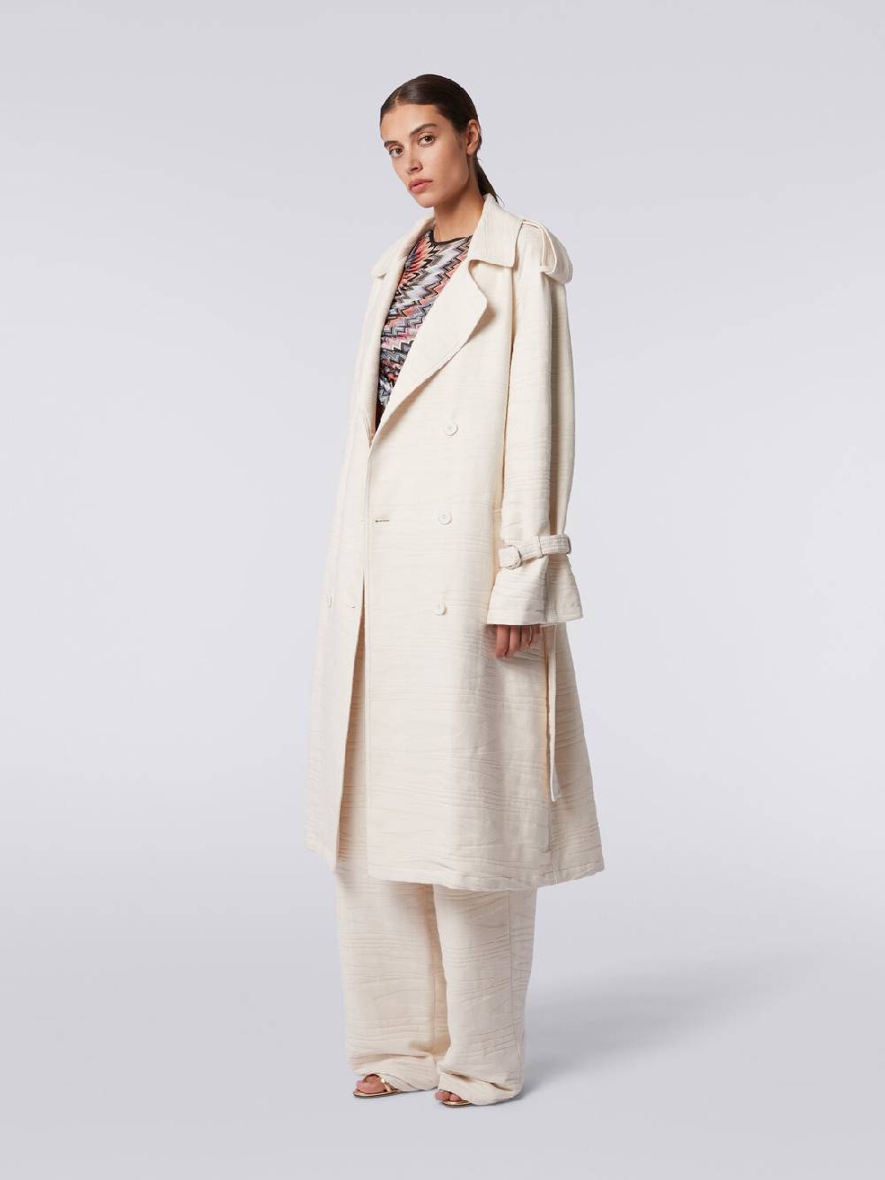Missoni Trench in canvas di cotone jacquard fimmato Fino al 65% di sconto