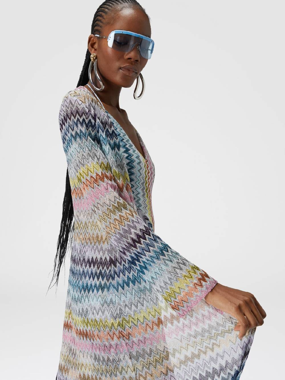 Missoni Cardigan lungo in misto viscosa zig zag lamé Solo un giorno rimasto