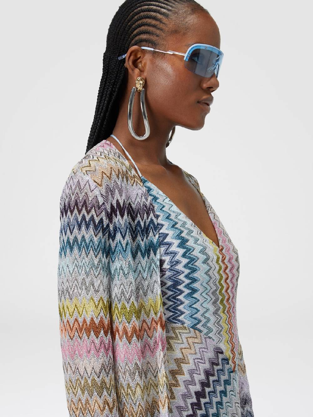 Missoni Cardigan lungo in misto viscosa zig zag lamé Solo un giorno rimasto