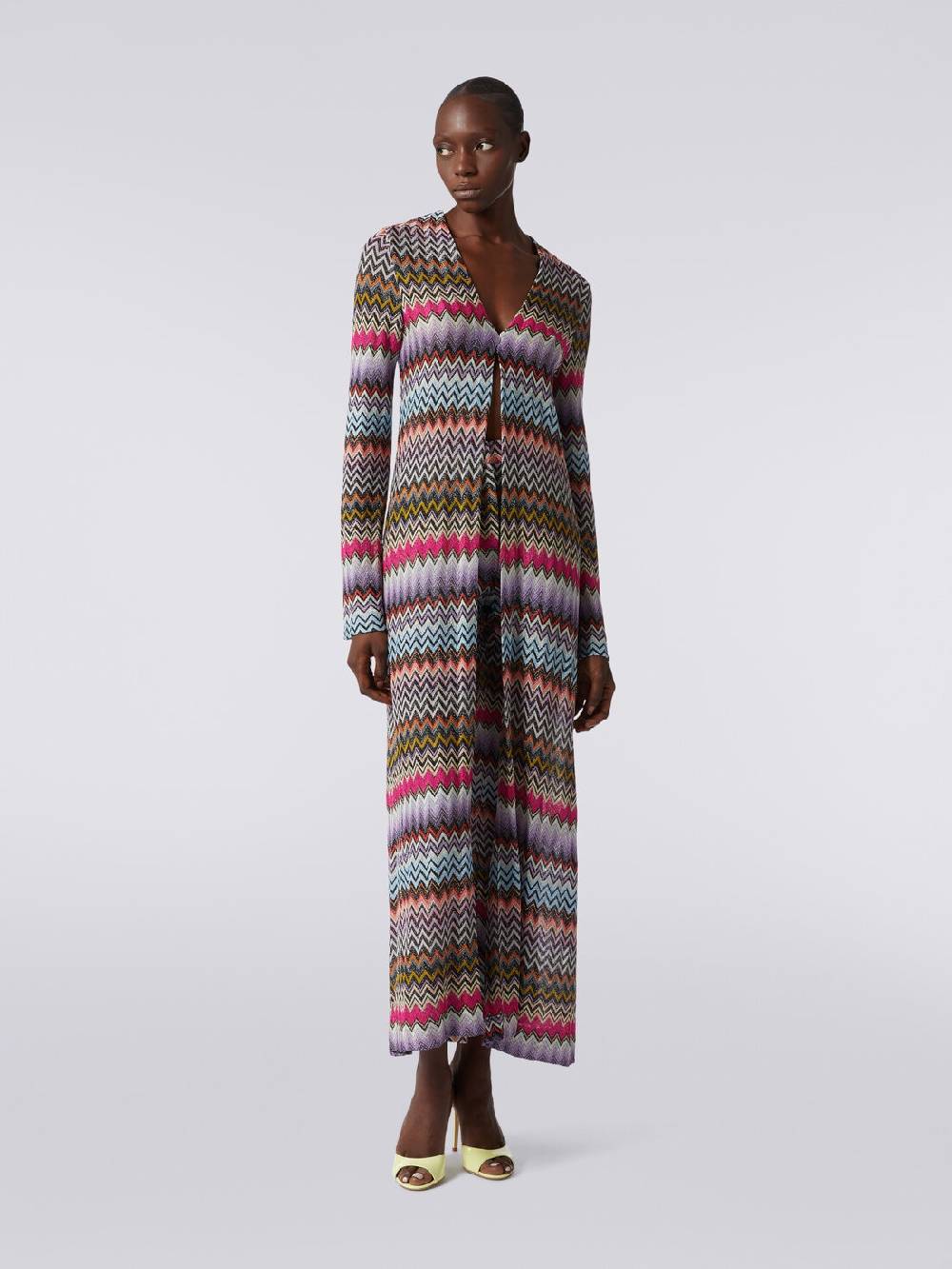 Missoni Cardigan lungo in viscosa zig zag con lurex Limitato a 3 giorni