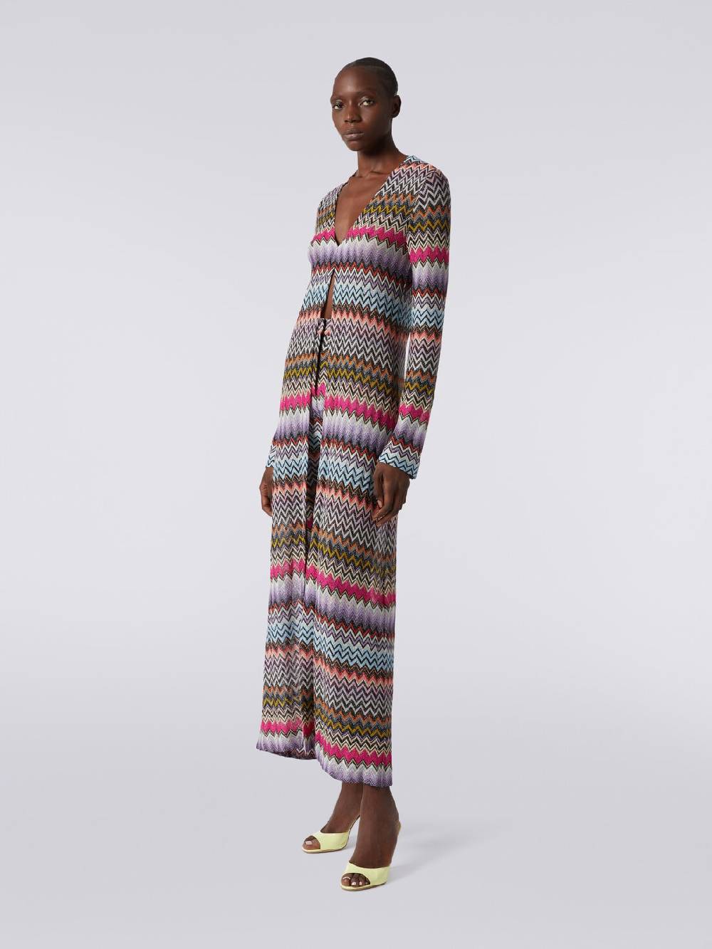 Missoni Cardigan lungo in viscosa zig zag con lurex Limitato a 3 giorni