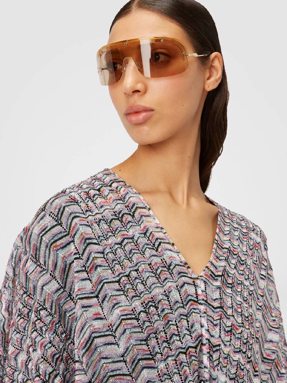 Missoni Poncho in maglia di viscosa e cotone chevron In vendita
