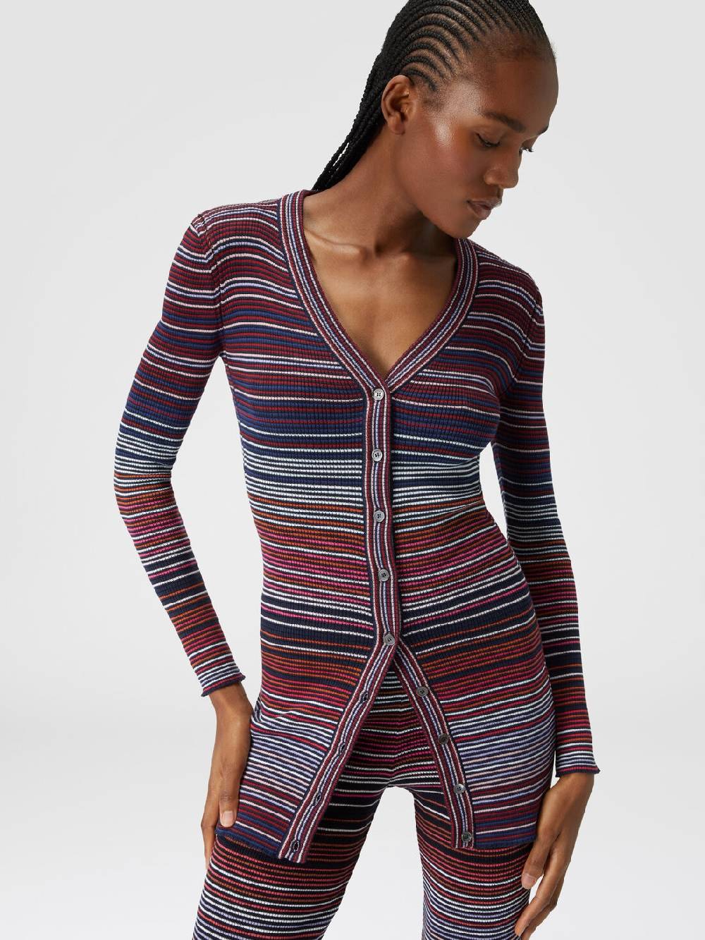 Missoni Cardigan in cotone e viscosa a righe Sconti questo mese